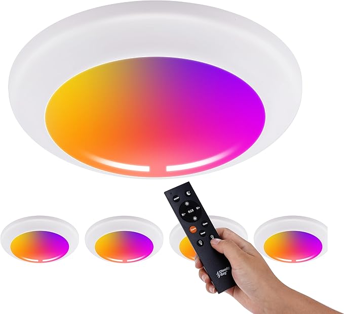 CLOUDY BAY [4 Pack] Smart LED Flush Mount Lights,5/6 Inch Surface Mount Ceiling Lights with Remote Control,Smart WiFi Recessed Can Lights,Color Changing Retrofit,Work with Alexa/Google Assistant