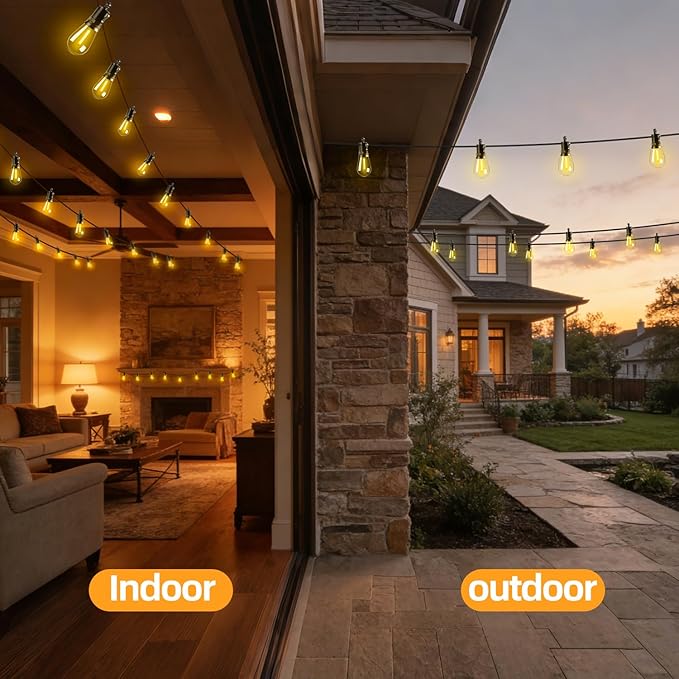 Solar Lights Outdoor Patio Lights: S14 10M 33FT Solar Powered 3 Light Modes Solar Waterproof Light - Shatterproof Bulbs - Camping Backyard Garden Deck Outside Yard