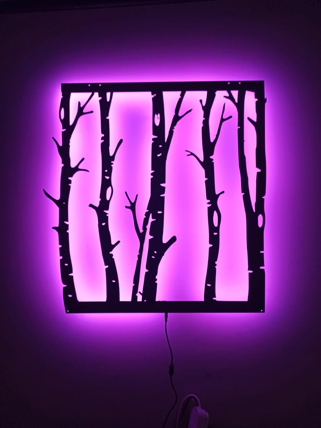 Led Tree Branch Lights For Wall, Tree Branches Metal Wall Art With Rgb Color Changing Led, Metal Wall Decor, Tree Branches Rgb Light Sign, Tree Neon Light Sign, Tree Wall Sign, 6 inches