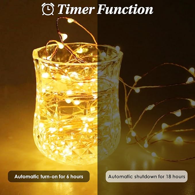 1Pack Warm White Fairy Lights Battery Operated with Remote, Waterproof 20FT 60LED Cuttable Twinkle Lights with Timer Indoor Outdoor, String Light for Bedroom, Classroom, Wedding, DIY, Christmas Décor