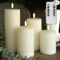 Flameless Candles, 4 Pack Battery Operated Candles with Remote, Real Wax LED Fake Candles with Timer Flickering for Christmas Wedding Home Party D3 H 5" 6" 7" 9" Ivory