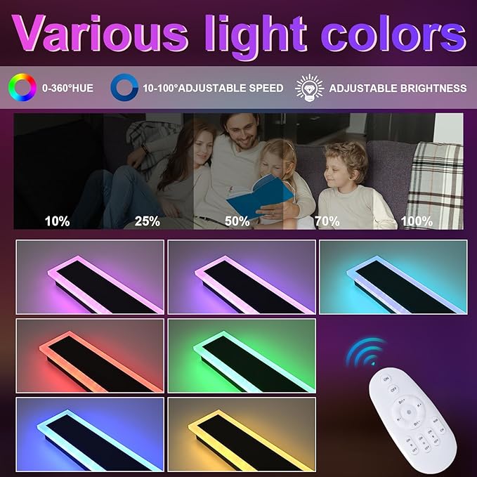 Modern RGB Long Outdoor Wall Lights for House,2 Pack RGB LED Wall Light Fixture,40 inch Led Liner Wall Sconce Lights,Dimmable Exterior lighting Fixtures for Porch,Garage,Patio with Romote Control