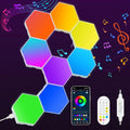 KORORO Hexagon LED Lights - 8 Pack Smart APP RGB Gaming Light with Remote Control & Music Sync Honeycomb Shape Hex Lights for Bedroom, Living Room Wall, Gaming Decor