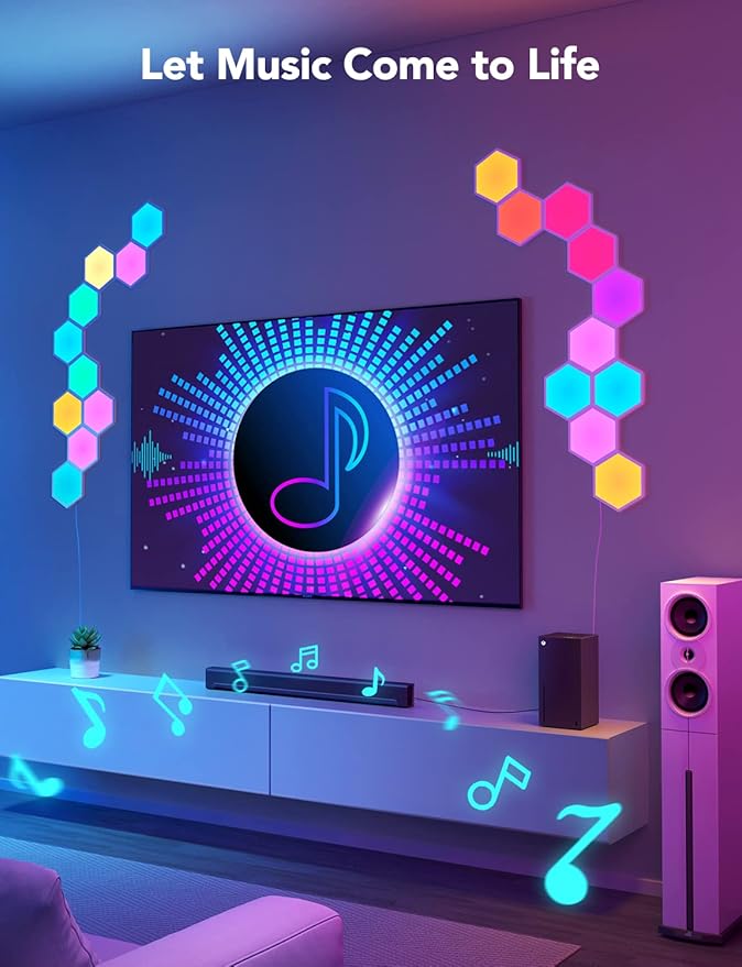 Govee RGBIC LED Lights, Wi-Fi Smart Home Creative Wall Lights with Music Sync, Compatible with Alexa Google Assistant for Indoor Gaming Decor