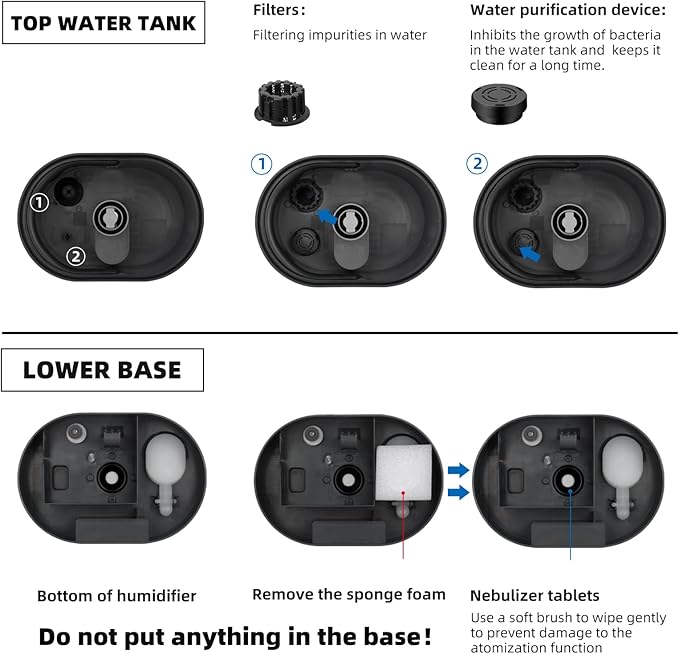 6L Humidifiers for Bedroom Large Room Home, Cool and Warm Humidifier for Plants Mist Top Fill Desk Humidifiers Essential Oil Diffuser, Quiet Humidifier with Adjustable Mist,360°Nozzle-Midnight Black