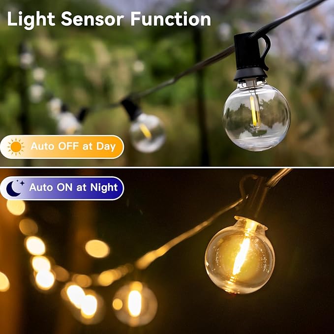Outdoor String Lights 150FT with Remote Dimmer, G40 Globe LED Patio Lights with 75 Edison Plastic Bulbs(4 Spare), Waterproof Hanging Lights for Backyard Balcony Yard Deck Garden Party