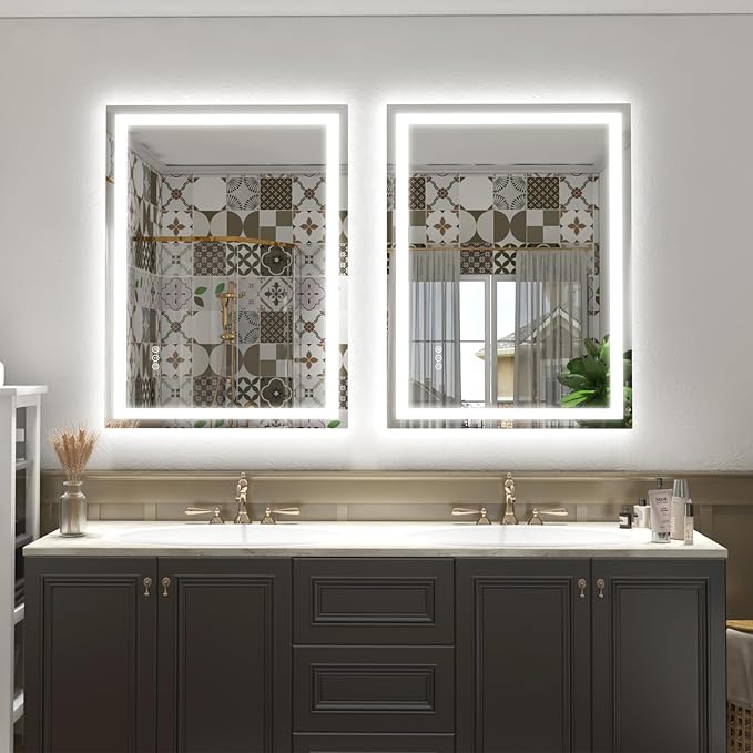 40x26 LED Lighted Mirror for Bathroom Wall Mounted, Dimmable Vanity Mirror with Lights, Anti-Fog, ETL Listed (Backlit and Front Lighted)