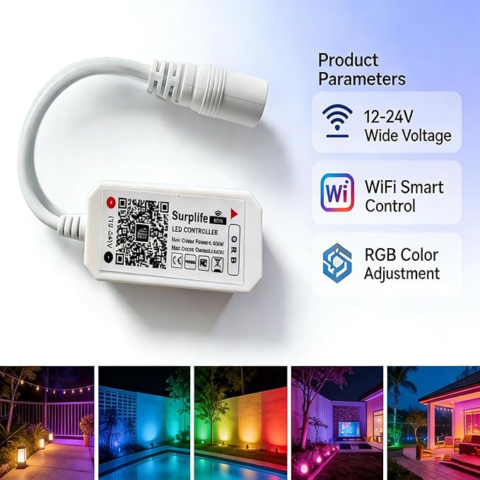 iNextStation Smart RGB WiFi LED Controller 4-Pin Output Compatible with Alexa/Google Home Assistant/IFTTT Android/iOS for SMD 3535 5050 2835 Color Changing LED Strip Lights