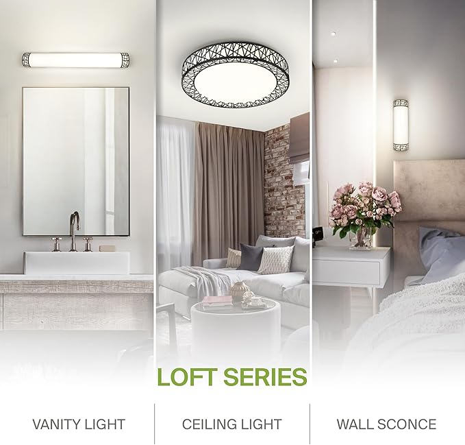ASD 18 Inch LED Flush Mount Ceiling Light Fixture for Bedroom, 35W 1992LM 5CCT 2700K-5000K, Triac Dimmable Lights, Dining, Living Room, Kitchen Lamps, Modern Home Lighting Fixtures, Black, ETL, 2 Pack