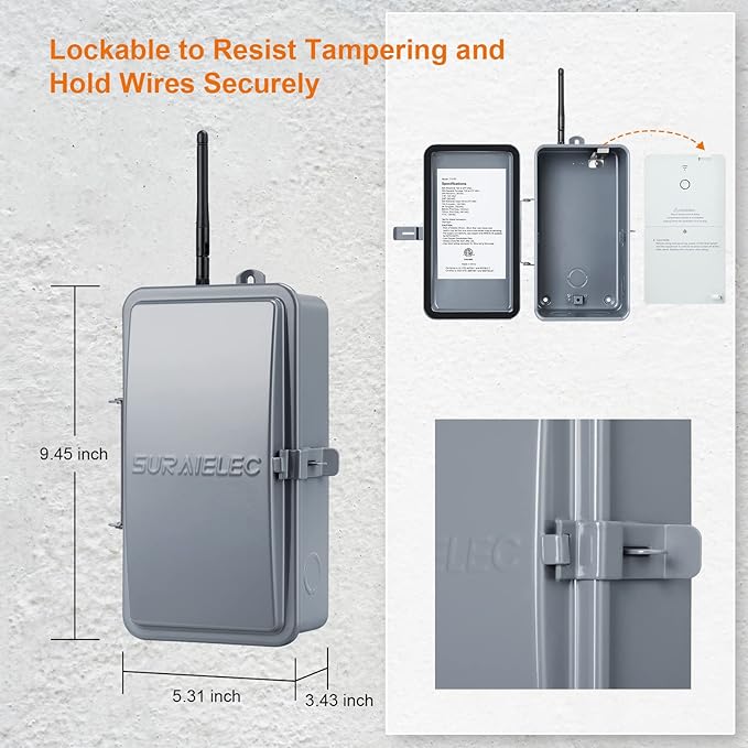 SURAIELEC Pool Timer, WiFi Smart Pool Pump Timer, 120, 240, 277 VAC, 40 AMP, Outdoor Indoor Heavy Duty Metal Casing Pools Control, Wireless Electric Switch Box for Pump, Water Heater, Spa, Light
