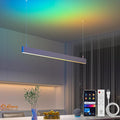 Lumary Smart LED Linear Pendant Light, 48 Inch Wi-Fi Island Lights Hanging Fixtures, RGBAI 12W/CCT 28W Dimmable Chandelier for Kitchen Dining Work with Alexa & Google Assistant, Adjustable Height
