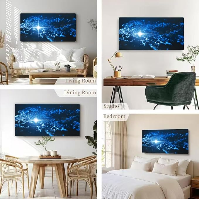 Wibinuki Wall Art Wall Decor Wall Paintings power of turkey, energy beam on istanbul. dark map illumined for Living Room Bedroom Bathroom Home Decor Can Be Hung Directly 20"x 40"