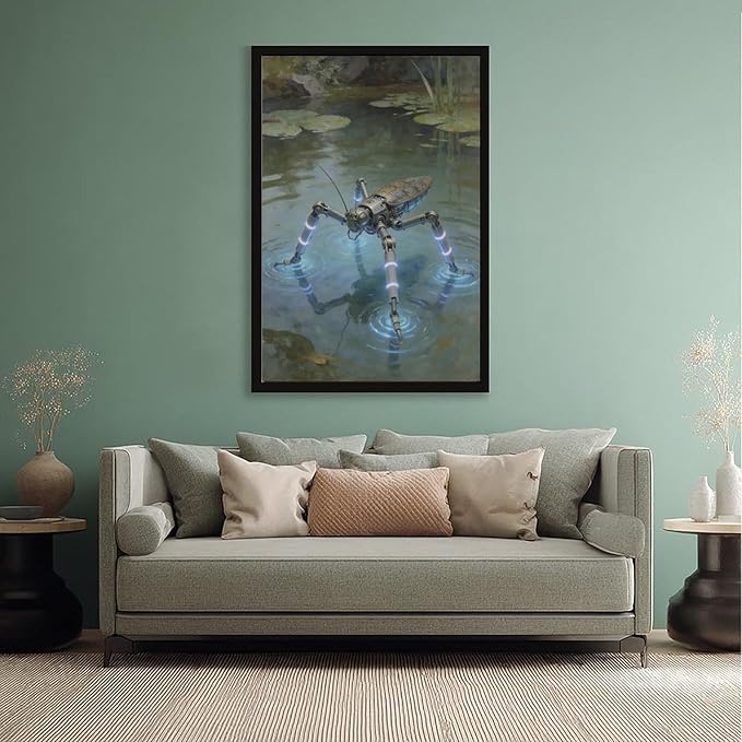 Framed Modern Sci Fi Wall Art for Living Room And Studio Futuristic Minimalist Decor 20x30in