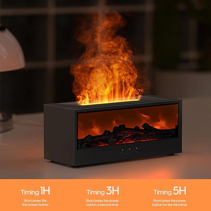 Essential Oil Diffusers for Home,Air Diffuser Flame Colorful Water Vapor Fireplace Fire Humidifier Aromatherapy Aroma for Room Bedroom,Auto Off Protection