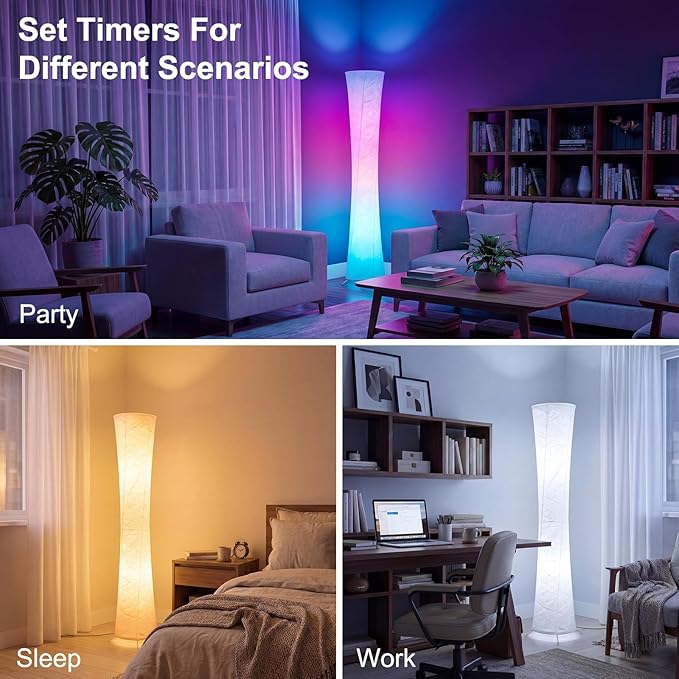 Floor Lamp, RGB Color Changing Led Smart Lamp, Music Sync, APP Remote Control, 62'' Standing Lamp for Living Room Bedroom Game Room