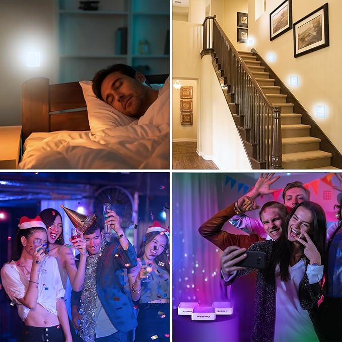EverBrite Tap Lights, LED Closet Lights Night Lights with Remote Control, Battery Powered RGB Push Lights for Cabinet, Stairway, Party Indoor or Outdoor(6 Pack)