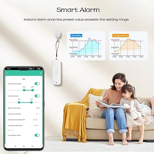 WiFi Hygrometer Thermometer Sensor, Wireless Smart Temperature Humidity Monitor with Remote App Notification Alert, for Home, Greenhouse White (4pack)