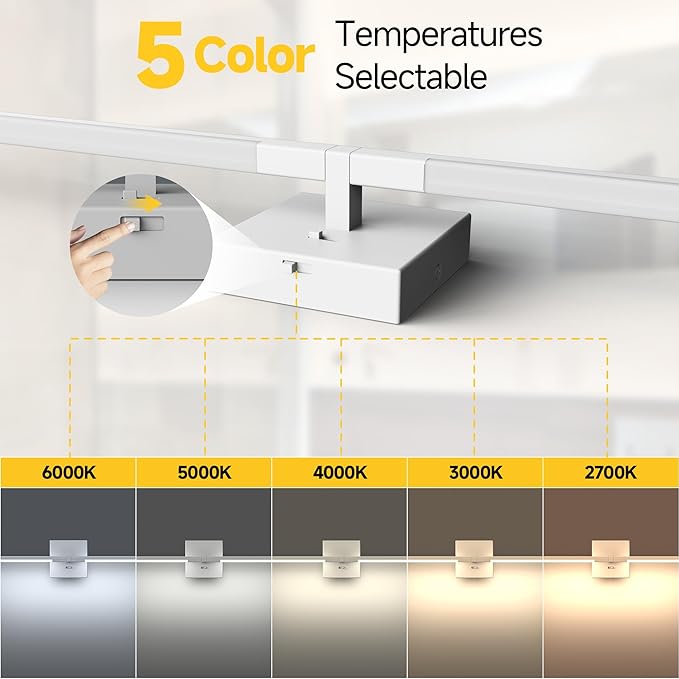 Vanity Lights 48 inch, 4-Level Brightness Built-in Dimmer, 28W Dimmable 5CCT Bathroom Light Fixtures Over Mirror, Baked Matte Grey Vanity Lights for Bathroom Mirror Cabinets Bedroom-FCC ETL