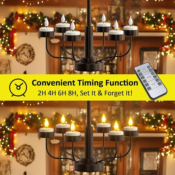 Yme Flameless Candles with Remote Timer and Charging Base, 6 Pack Rechargeable LED Battery Operated Flickering Flameless Candle, Electric Tea Lights Votive Candles for Home Wedding Party Holiday Decor