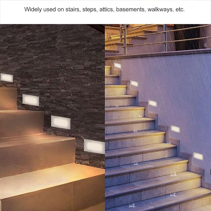 LED Step Light, Weatherproof Aluminum Alloy Stair Wall Lighting for Indoor Outdoor Stairs Steps Basements Corridors, Warm White 3000K, 17cm Length