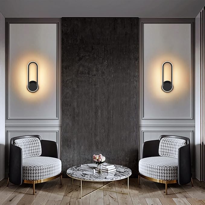 XEYOU 12W Modern Wall Sconce Rotatable 330° Indoor Black LED Wall Light Fixtures for Bedroom Living Room Hotel Hallway Aisle Corridor, Warm White 3000K