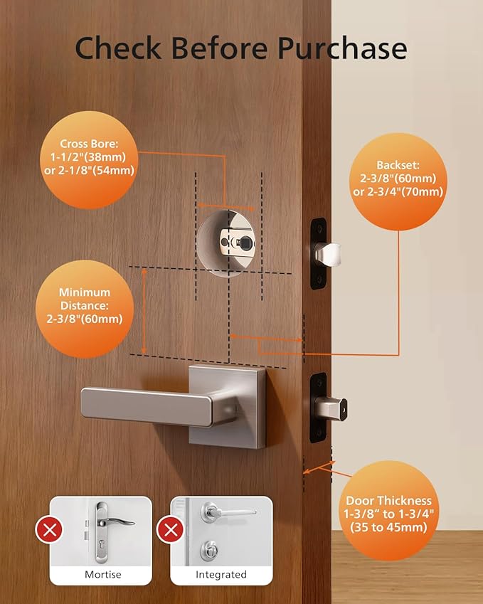 Philips Smart Lock with Handles, Keyless Entry Door Lock Set, Keypad Door Lock with 2 Level Handles, Digital Keypad Deadbolt for Front Door, App Fingerprint PIN Code Unlocking, Auto Locking