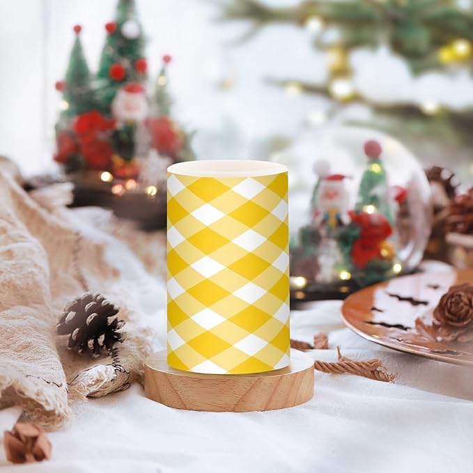 Graffiti Plaid Pattern Flameless Candles Color Changing LED Candles with Remote Control Battery Candles for Outdoor and Indoor Home and Room Decoration, 3'' x 4''/5'' Set of 2 Pieces