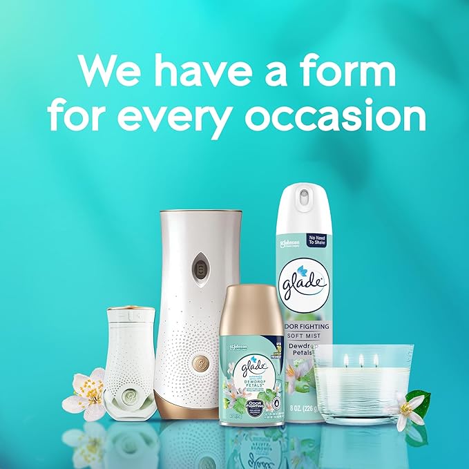 Glade Automatic Spray Refill, Dewdrop Petals, Scented Air Freshener for Home and Bathroom, 6.2 Oz