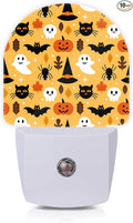 Halloween Ghost Skull Pumpkin Cat Night Lights Plug into Wall for Girls Boys Room,Night Light LED Lamp Dusk to Dawn Sensor Round Lamp for Bedroom Bathroom Hallway Home Wall Decor