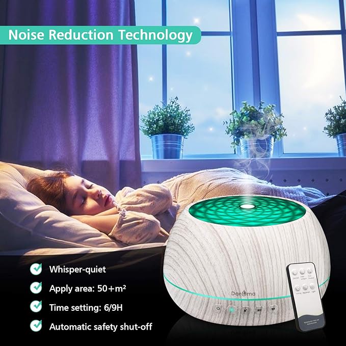 DAROMA 1000ML Essential Oil Diffuser with Bluetooth Speaker & Remote, 2026 Upgrade Aromatherapy Diffuser,Aroma Diffuse with Music Player Function,Humidifier,LED Light in 7 Colors,Home Office Bedroom
