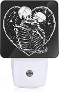 Skull Skeleton Love Night Light,Plug in Night Light, Dusk to Dawn Sensor Nightlights for Stairway/Hallway/Kitchen/Bedroom/Bathroom 0.5W