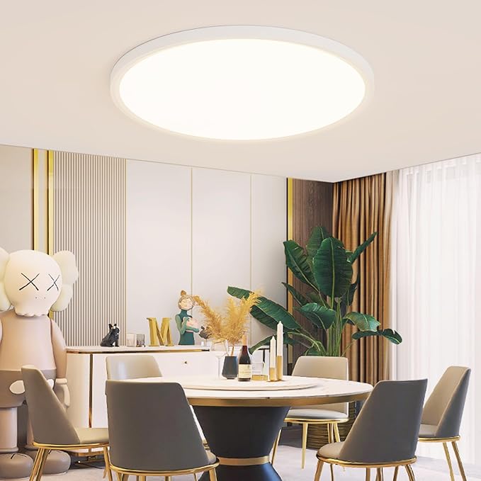 20 Inch LED Flush Mount Ceiling Light Fixture,Dimmable Ultra Thin Round Ceiling Light,40W 4000 Lumens,3 Color Temperatures 3000K 4000K 6000K,White,for Kitchen Dining Room Bedroom Office