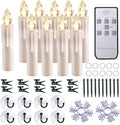 10 PCS LED Window Candles - Battery Operated Flameless Taper with Remote Updated Timer Function - Christmas Candles Warm White - Perfect for Wedding/Party/Birthday Decoration