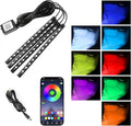 Car Led Interior Lights, 48 LED Multi Color Strip Light Under Dash Lighting Kit with APP Control, 12V Vehicle RGB Smart Music Sync Color Change Lights, Car Accessories (USB+APP)