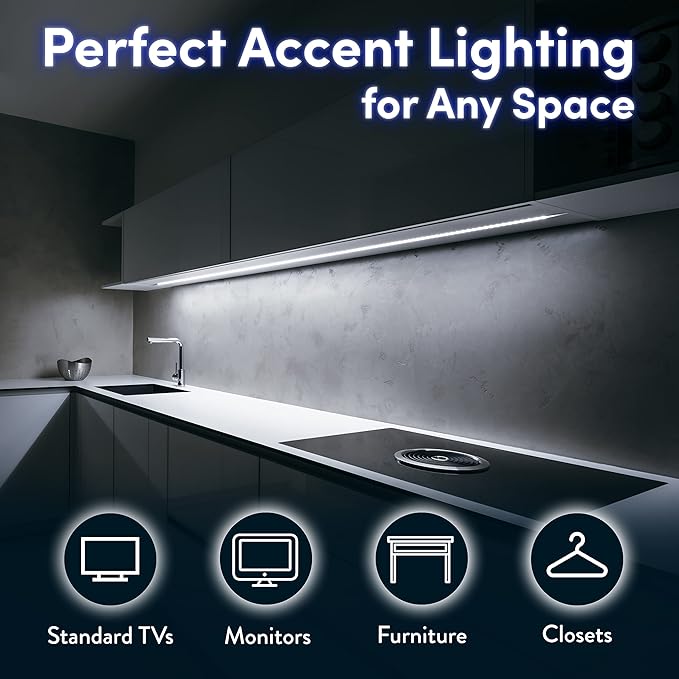 Power Practical LED Lights for TV Backlight, USB Powered TV LED Light Strip W/Bias Ambient Lighting for Home Theater, True White, Size (30"-40” TV)