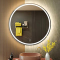 KWW 40 Inch Large Modern LED Round Bathroom Vanity Mirror, Color Temperature Adjustable, Anti-Fog Dimmable Lights, Easy to Install, Wall Mounted Makeup Mirror with Smart Touch Button