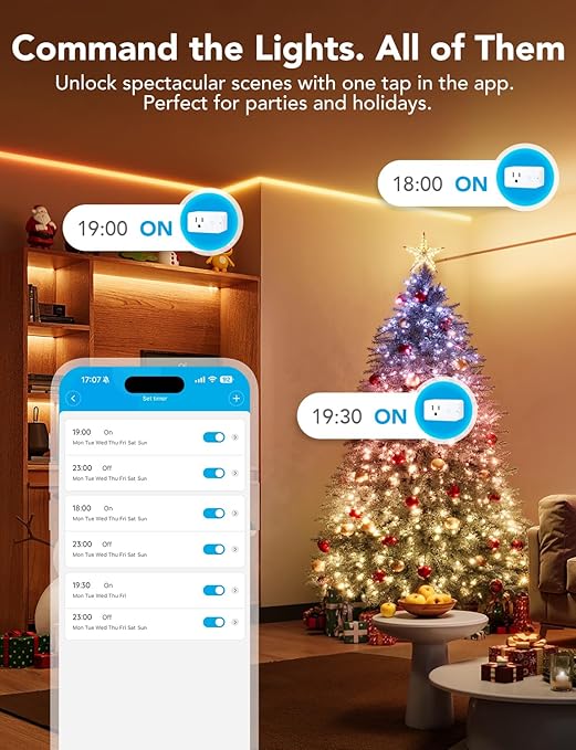 Govee Smart Plug with Energy Monitoring, WiFi Bluetooth Plug Work with Alexa and Google Assistant, 15A Smart Outlets with Timer & Group Controller, No Hub Required, ETL&FCC Certified for Home, 1 Pack