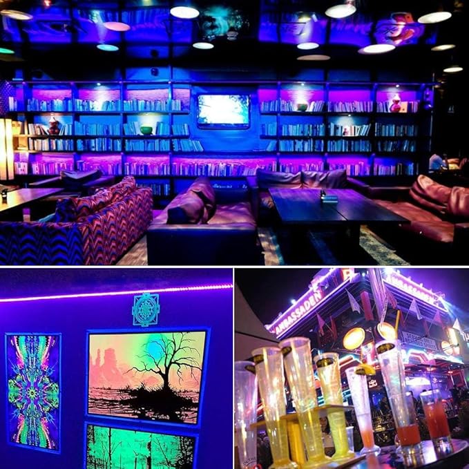 50ft/15M LED Black Light Strip Kit, 900 Units Lamp Beads, 385nm-400nm, 12V Flexible Blacklight Fixtures, Non-Waterproof Strip Blacklight for Indoor, Birthday, Glow Party, Halloween, Christmas
