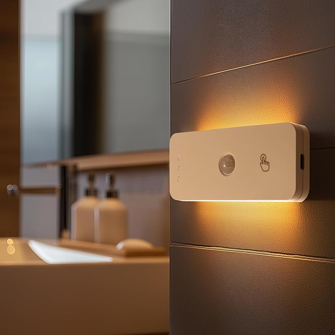 DAMI Stair Lights Indoor 4 Pack, Rechargeable Led Motion Sensor Night Light 1100mAh, Dimmable Hallway Lights with 3 Color Temperature, Magnetic Locker Lights for Closet Staircase