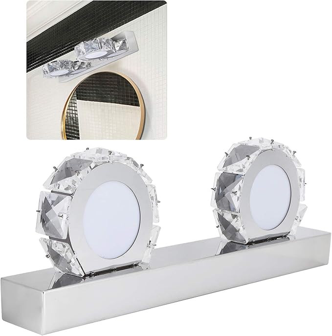 Waterproof LED Mirror Front Light, 16W, 4 Lights, 85-265V, Round Makeup Lights, White - IP65 Protection, Energy Saving, Bathroom and Dressing Room Use (2 Lights)
