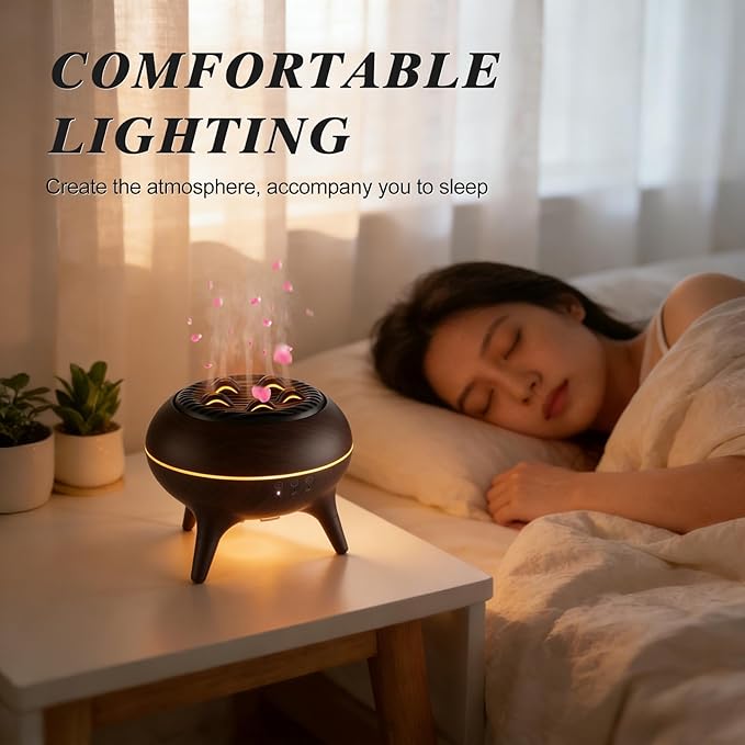 Essential Oil Diffuser 350ml, Essential Oils Large Room, Ultrasonic Aroma Diffuser with Remote Control,Timer, 7Colors Light Humidifier for Bedroom Home Office Hotel(Brown)
