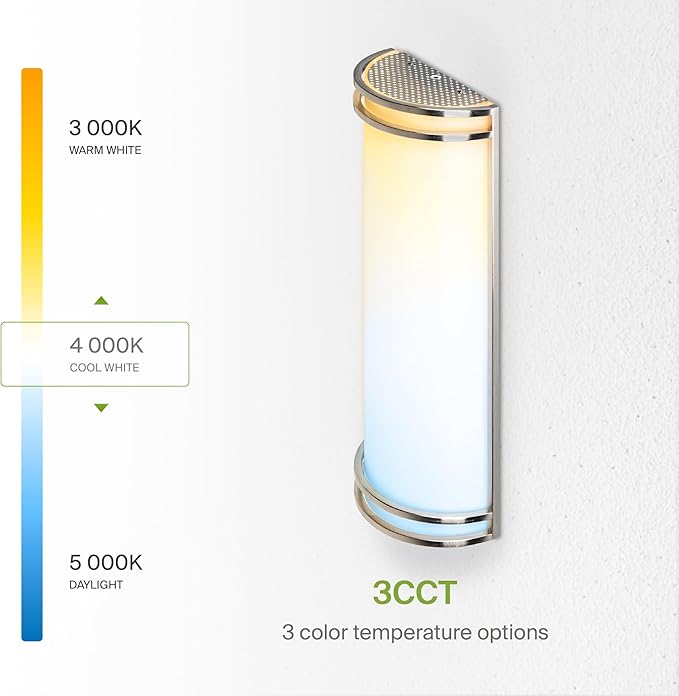 ASD LED Indoor Wall Mount Light Fixture - 18 Inch 25W Modern Interior Nickel Dimmable Wall Sconce Light - ETL 3000K 4000K 5000K Adjustable - Hallway, Bedroom LED Wall Lights, 2 Pack