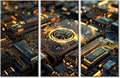 Processor Design Wall Art 3 Panels Motherboard Digital Chip Canvas Prints Painting for Living Room Bedroom Kitchen Home and Office Wall Decor Home Decor Ready to Hang 60"Wx40"H