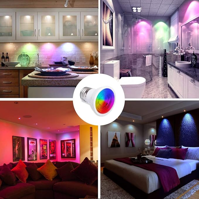 ILC Par16 LED Light Bulbs 40 Watt Equivalent Color Changing E26 Screw Beam Angel 45°, 12 Colors Dimmable Warm White 2700K RGB LED Spot Light Bulb with 5W Remote Control,(Pack of 8)