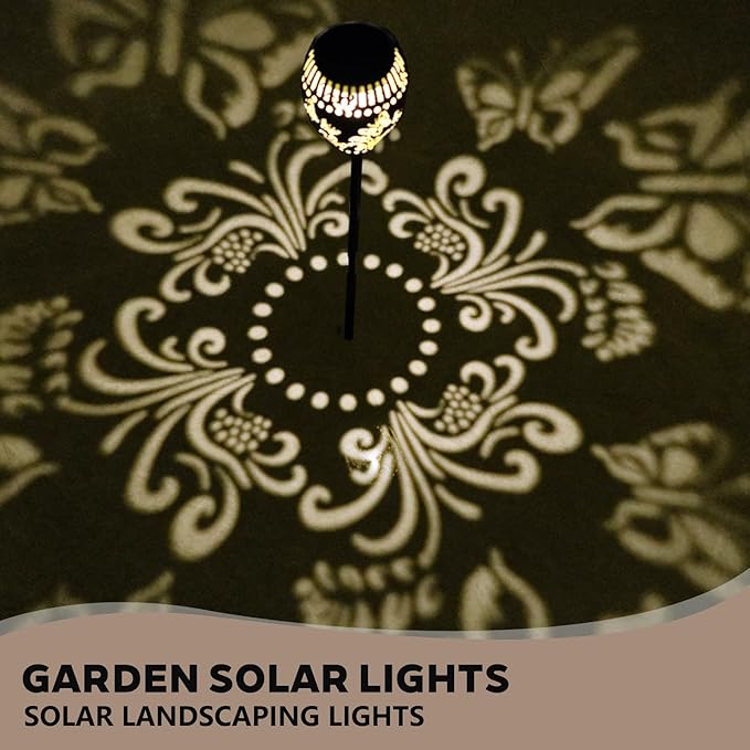 Butterfly Solar Garden Stake Lights Waterproof - 21 inch Metal Solar Garden Lights with Warm Light Decorative Landscape Path Light for Yard Pathway Patio Walkway Backyard Lawn Decor (Black, 2Pcs)
