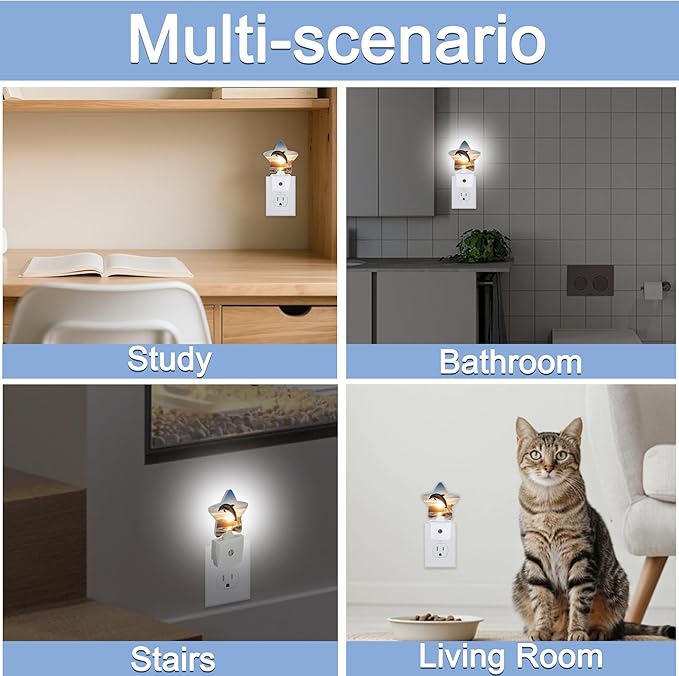 Night Light,Ocean Dolphin Plug into Wall with Dusk to Dawn Light Sensors,Tropical Beach Sunset Warm Star Nightlights for Bedroom,Bathroom,Hallway,Kitchen Home Decor Desk Lamp