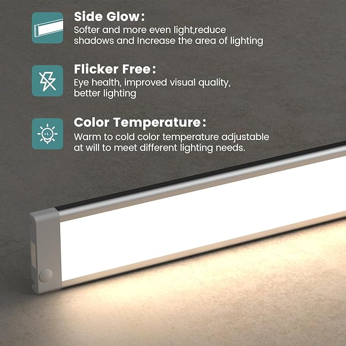 MYPLUS Under Cabinet Lighting Kit with 5 CCT, LED 3 Pcs 12 Inch Bluetooth Plug-in Light Bars, Super Bright 6.2W, 900 Lumens, Undercabinet Counter Lights for Kitchen