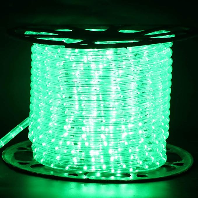 2-Wire Waterproof 1/2" LED Rope Light Kit, 110V-120V PVC 30 LED/M Tube Lights Strip for Background, Outdoor, Christmas, Home Decoration (6.6ft/2m, Green)