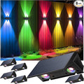 Fence Lights Solar Powered, 6-Pack Solar Fence Lights Up/Down Flexible Buttons, IP67 Waterproof for Outdoor, 100LM Bright, Auto Dusk to Dawn for Wall/Stairs/Yard/Railing/Deck/Pathway (White & RGB)