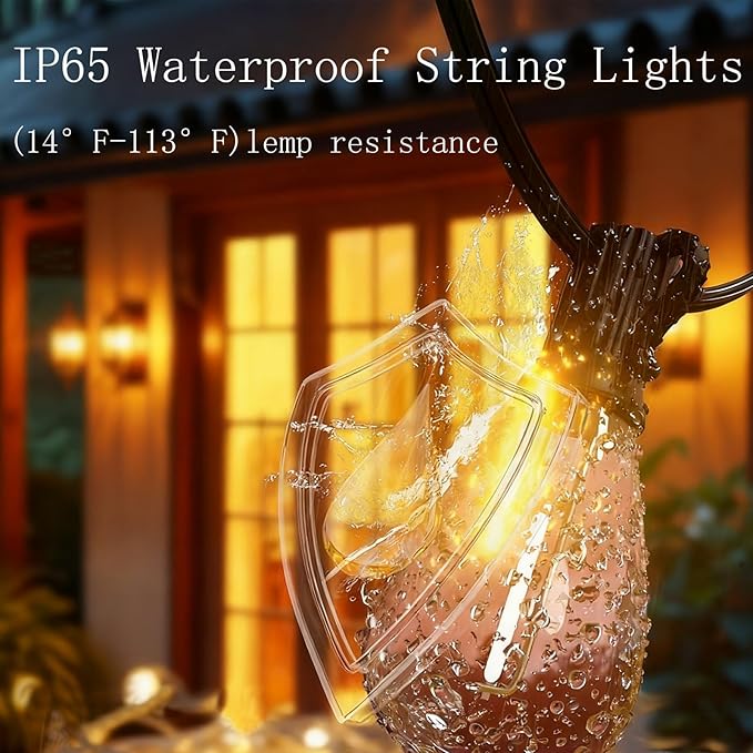 200FT LED Outdoor String Lights with Remote, Dimmable Timing 3 Light Modes Outside Patio Lights for Backyard Porch Deck Garden Balcony Pool Party Hanging Lighting Decor